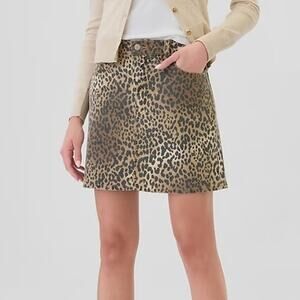 Gap Women's Mid Rise Denim Leopard Mini Skirt Size 4